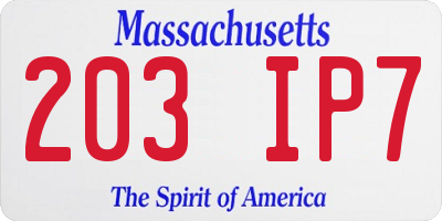MA license plate 203IP7
