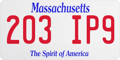 MA license plate 203IP9