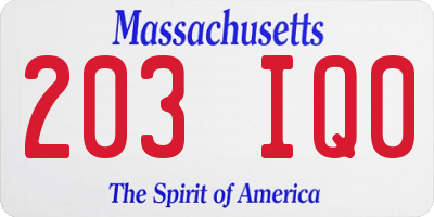 MA license plate 203IQ0