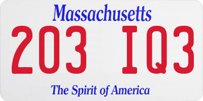 MA license plate 203IQ3