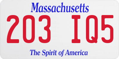 MA license plate 203IQ5