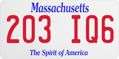 MA license plate 203IQ6