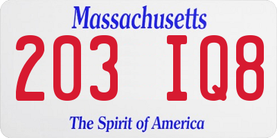 MA license plate 203IQ8