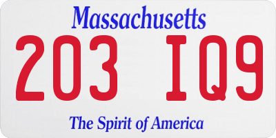 MA license plate 203IQ9