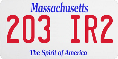 MA license plate 203IR2