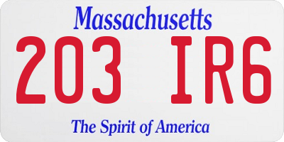 MA license plate 203IR6