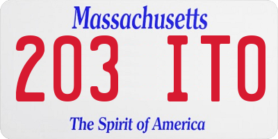 MA license plate 203IT0