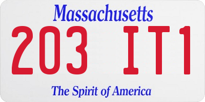 MA license plate 203IT1