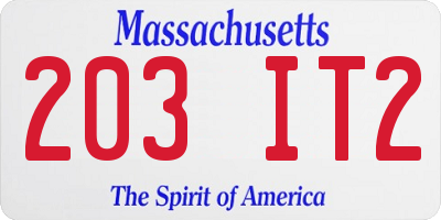 MA license plate 203IT2