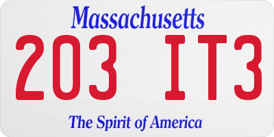 MA license plate 203IT3