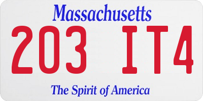 MA license plate 203IT4