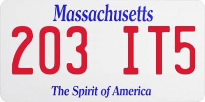 MA license plate 203IT5