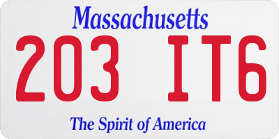 MA license plate 203IT6