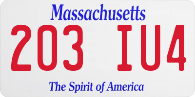 MA license plate 203IU4