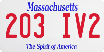 MA license plate 203IV2