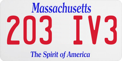 MA license plate 203IV3