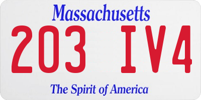 MA license plate 203IV4