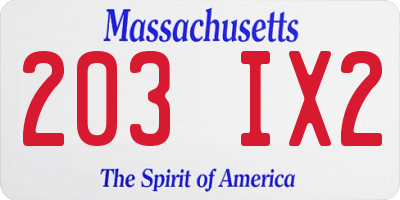 MA license plate 203IX2