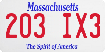 MA license plate 203IX3