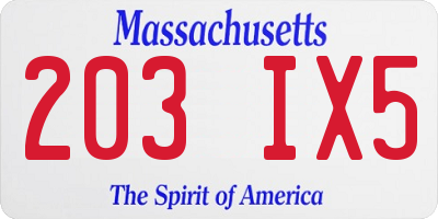 MA license plate 203IX5
