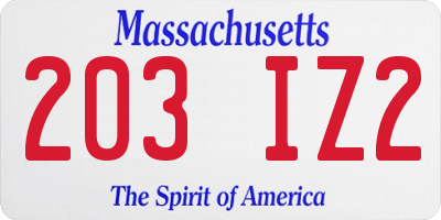 MA license plate 203IZ2