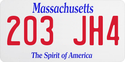 MA license plate 203JH4