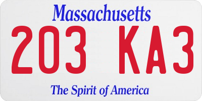 MA license plate 203KA3