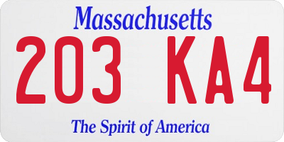 MA license plate 203KA4