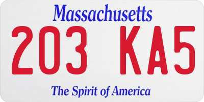 MA license plate 203KA5