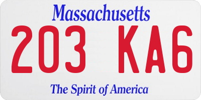 MA license plate 203KA6