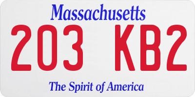 MA license plate 203KB2