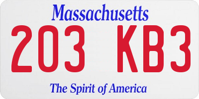 MA license plate 203KB3