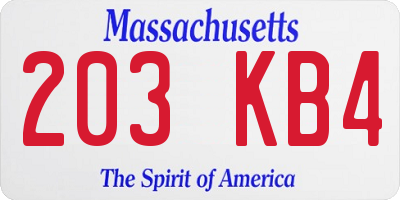 MA license plate 203KB4