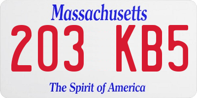 MA license plate 203KB5