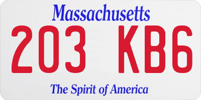 MA license plate 203KB6