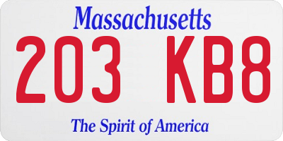 MA license plate 203KB8