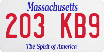 MA license plate 203KB9