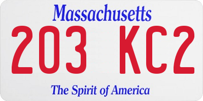 MA license plate 203KC2