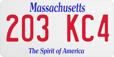 MA license plate 203KC4
