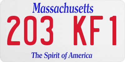 MA license plate 203KF1
