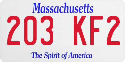 MA license plate 203KF2