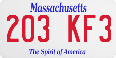 MA license plate 203KF3