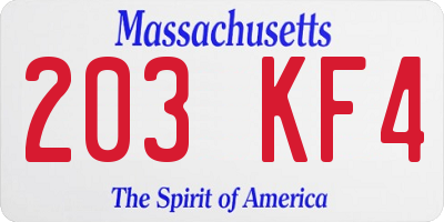 MA license plate 203KF4