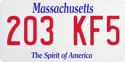 MA license plate 203KF5
