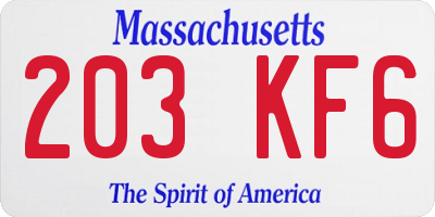 MA license plate 203KF6