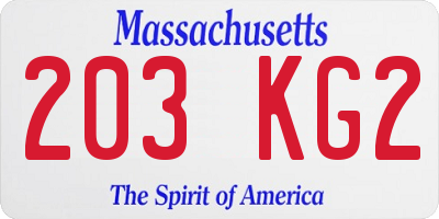 MA license plate 203KG2