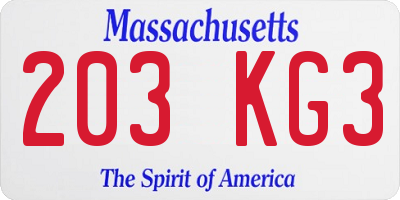 MA license plate 203KG3