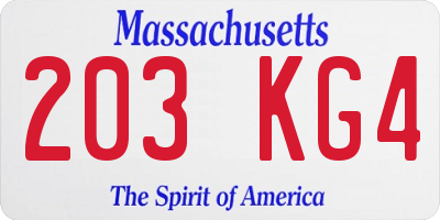 MA license plate 203KG4