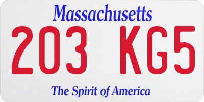 MA license plate 203KG5