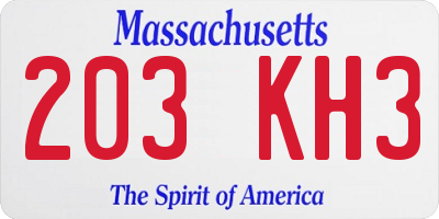 MA license plate 203KH3